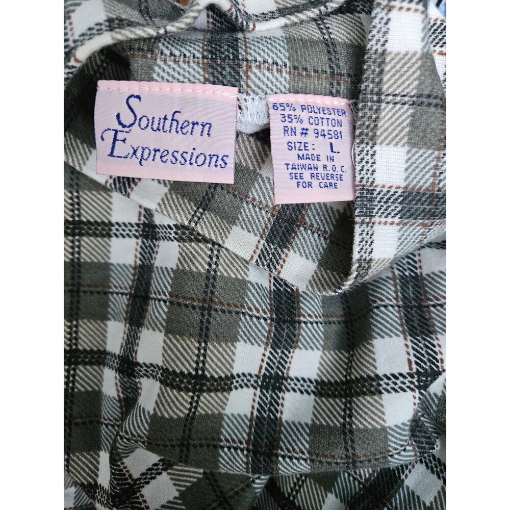 Vintage Plaid Mock Neck Top Womens Small Gray Black Tunic Swing Cozy Shirt - Picture 4 of 6